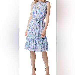Adrianna Papell Watercolor Floral Midi Dress size 2 NWT